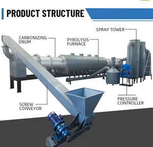 Débit d'air chaud rotatif continu Biochar Pyrolyse Carbonisation Poêle Bio Carbone Four de carbonisation