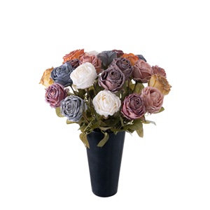 ดอกกุหลาบประดิษฐ์ CallaFloral ก้านเดี่ยว ขอบสีไหม้สไตล์ INS สำหรับตกแต่งงานแต่งงาน ตกแต่งบ้าน งานฝีมือดอกไม้ - Product Image 5