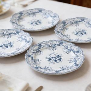 Service de table en céramique, assiette personnalisée, style italien rétro, design encre, ensemble de vaisselle - Product Image 1