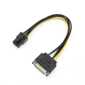 20cm 15pin SATA Puissance à 6pin PCIe PCI-e PCI Express Adaptateur Câble pour Vidéo Carte 15pin SATA Puissance Femelle 6-broches PCIe Puissance Mâle