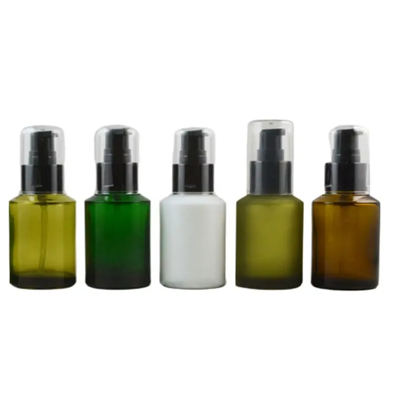 Botella de vidrio ámbar verde oliva para cosméticos, botella vacía de espray de niebla, Perfume, loción, loción, pendiente de hombro, 60ML, 2oz