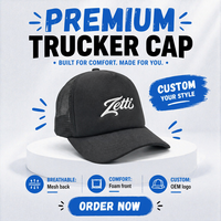 Gorra Trucker Casual Transpirable para Exteriores con Logotipo OEM Bordado en 3D con Letras Cursivas Personalizadas, Parte Trasera de Malla y Espuma Negra Sólida