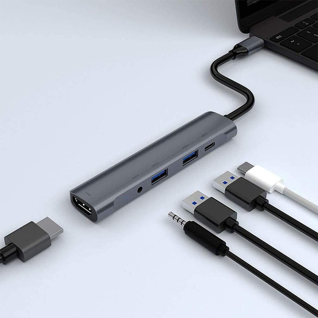 Docking Station for Macbook USB C Hub Thunderbolt 3 HD-MI Compatible 4K TF/SD Reader PD Adapter 7 in 1 USB TYPE C Hub
