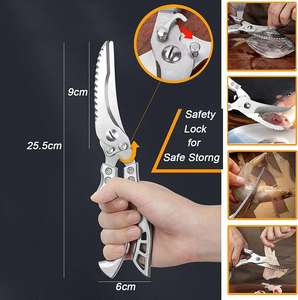 Wholesale Factory Price Food Vegetable Barbecue Chicken Bone Meat Fish Multifunctional Stainless Steel Shears <strong>Kitchen</strong> Scissors - Product Image 6