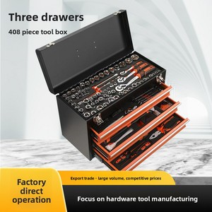 Ensemble d'outils <span class=keywords><strong>de</strong></span> commerce extérieur direct usine, portable, trois pompes, petit, autobloquant, 408 pièces, boîte à outils en acier <span class=keywords><strong>de</strong></span> qualité 45 - Product Image 3