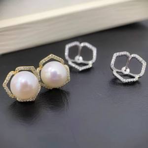 22432 Accesorios de Plata S925 para DIY con Perlas de 8-9mm y Base Vacía de Doble Uso para Pendientes, Fornituras de Joyería de 25mm - Product Image 2