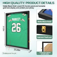 Schwarzer Holzrahmen Modern Handgefertigt Jersey-Bilderrahmen Abschließbare Wandhalterung Vitrine für Sport-Memorabilien Fans