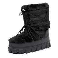 Bottes de neige d'hiver pour femmes, mi-mollet, à semelle épaisse, chaudes et tendance, style européen et américain, export transfrontalier, semelle plateforme Puda, fourrure