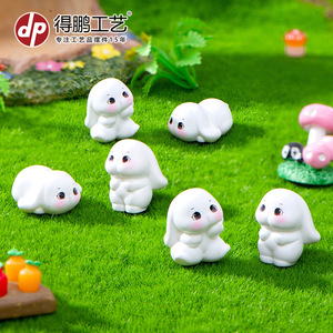 Figurines en résine de lapin miniature Dp, ornements d'animaux mignons pour la décoration de la maison et du bureau - Product Image 1