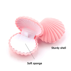 Hộp Sang Trọng Tùy Chỉnh Nhẫn Ngao <span class=keywords><strong>Corogated</strong></span> Quà Tặng Cô Gái Đặt Màu Hồng Nhung Hoa Biển Vỏ Hình Dạng Hộp Đồ Trang Sức - Product Image 2