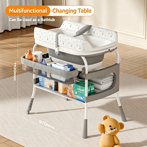 <span class=keywords><strong>Table</strong></span> <span class=keywords><strong>à</strong></span> <span class=keywords><strong>langer</strong></span> et <span class=keywords><strong>baignoire</strong></span> pour bébé 2-en-1 en plastique, pliable multifonctionnelle pour le change de couches, le massage et les soins physiques des nouveau-nés - Product Image 2