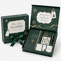 Caja de Regalo Plegable Magnética de Cartón Rígido de 1200 g/m² con Estampado en Relieve Plateado y Acabado Mate, Caja de Navidad para Planificador de Año Nuevo