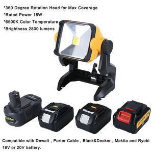 Lampe de travail LED, lampe de Camping sans fil/filaire 20W 3500lm Compatible avec la batterie Dewalt 20V Makita 18V Ryobi 18V Black & Decker 20V - Product Image 4