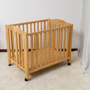 <span class=keywords><strong>Lit</strong></span> d'enfant pliable multifonction B2B, garde-corps latéral, peut être relevé et abaissé, grande taille, berceaux en bois pliables pour bébés - Product Image 1