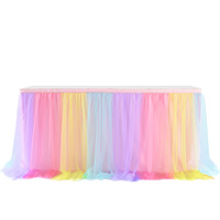 Jupe de table en tulle à volants pour décoration de table de mariage, d'anniversaire, de gâteau, d'hôtel, de banquet, avec effet lumineux, personnalisable, vente en gros