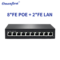 Switch PoE Fast Ethernet de 8 Puertos, 2 Puertos Uplink, 120W, Sin Administración, IEEE802.3af/at, Switch Power Over Ethernet para CCTV
