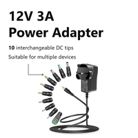 Alimentation 12V 3A, adaptateur universel AC/DC, transformateur avec 10 connecteurs DC pour appareils électroniques domestiques 12V 1A 2A 3A