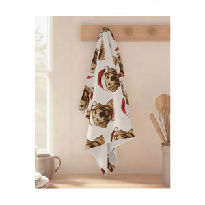 Chien pur 100% coton brodé Slub Weave GOTS approuvé 550GSM haute absorption séchage rapide écologique Durable serviette de cuisine - Product Image 1