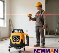 Niveau laser rotatif auto-nivelant NEWMAN avec récepteur, laser rotatif haute précision pour la construction, le nivellement et la mise en plan des terrains