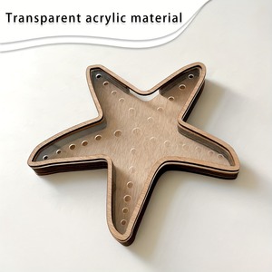 Wooden Starfish <b>Ornament</b> Boxwood <b>Shell</b> Filled Coastal Decor Living Room Desktop Display Stand Single Piece Gift - Product Image 5