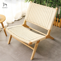 Fauteuils de salon rétro minimalistes tissés de style nordique EaseNeat pour balcon et salon