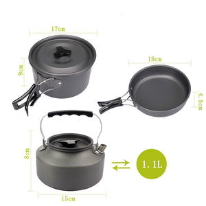 Juego de utensilios de cocina para acampar al aire libre con tetera, olla antiadherente plegable de 1,1 L para 3-4 personas, diseño plegable portátil - Product Image 1