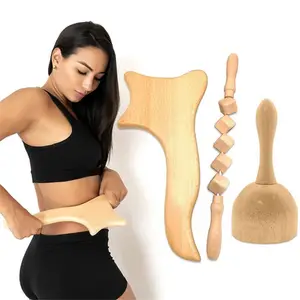 Hot Selling 3 Piece Set Handle Wood Therapy Cup Massage Tool Lymphatic Drainage Body Sculpting