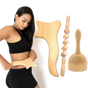 Vendita calda Set 3 pezzi manico in legno terapia tazza strumento di massaggio linfatico drenaggio del corpo <span class=keywords><strong>scolpire</strong></span> - Product Image 1