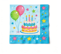 Serviettes en papier jetables bleues pour fête d'anniversaire, décoration de table festive, serviettes imprimées Joyeux Anniversaire, fournitures pour fête d'anniversaire de garçons