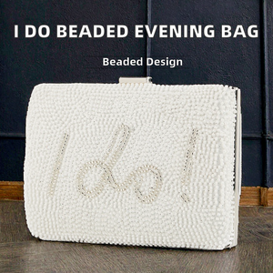 Bolso de Hombro de Moda para Mujer, con Cuentas Bordadas, Decoración con la Letra 'I Do', Cierre de Solapa de Poliéster, para Bodas y Fiestas - Product Image 2
