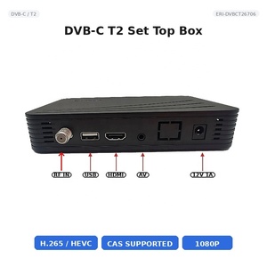 Decodificador DVB-C T2 H.265 HEVC 1080P para TV <span class=keywords><strong>Digital</strong></span> Receptor HDMI USB AV Compatible con CAS para TV por Cable ERI-DVBCT26706 - Product Image 1