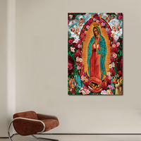 Vente en gros de peintures sur toile imprimées religieuses chrétiennes représentant la Vierge Marie, Notre-Dame de Guadalupe, roses, art mural pour la décoration de la maison