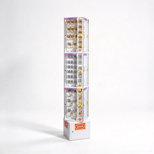 Floor Standing 3-Tier Rotating Metal <b>Acrylic</b> Jewelry <b>Display</b> Stand With Storage <b>Cabinet</b> For Earring Bracelet Retail Showcase - Product Image 1