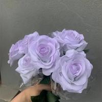 Bunga Mawar Ungu Buatan Berkualitas Tinggi dengan Sentuhan Realistis untuk Dekorasi Hari Valentine, Wisuda, Pernikahan, dan Rumah