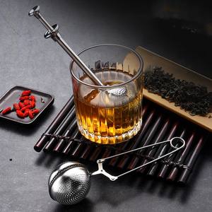 Outils <span class=keywords><strong>de</strong></span> café et <span class=keywords><strong>de</strong></span> thé 304 acier inoxydable rétractable Portable thé fuite passoire fil pince <span class=keywords><strong>boule</strong></span> ronde thé infuseur filtre - Product Image 4