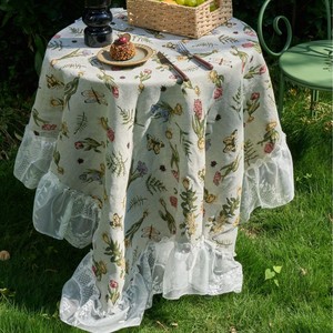 <span class=keywords><strong>Nappe</strong></span> <span class=keywords><strong>Jacquard</strong></span> Style <span class=keywords><strong>Français</strong></span> 2026 à Motifs Floraux, Bords Volants et Dentelle Brodé pour Fêtes et Pique-niques - Product Image 6