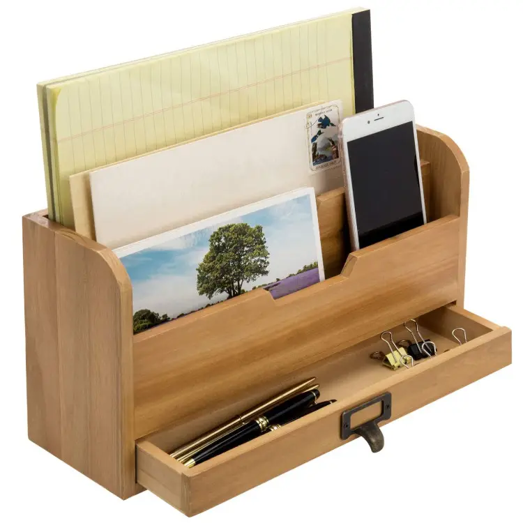 Nouvelle conception environnementale étanche affichage de tiroir organisateur de bureau en bois classeur