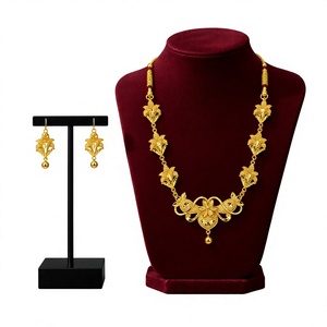 Nigerian Traditional Wedding Jewellery Set for Women African Ankara <b>Dress</b> Matching Gold Necklace Set Luxury African Bridal set - Product Image 1