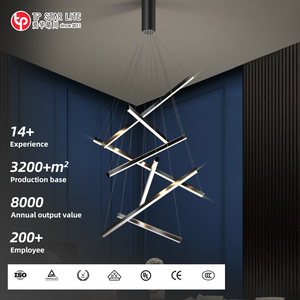Luminaire suspendu linéaire LED personnalisé pour escalier, salon, lustre moderne sur mesure pour plafond haut, hôtel, maison - Product Image 1