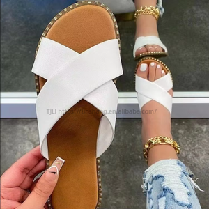 Factory Wholesale Summer Popular Women's Shoes Cross Flat Sandals <b>Slippers</b> - Product Image 1