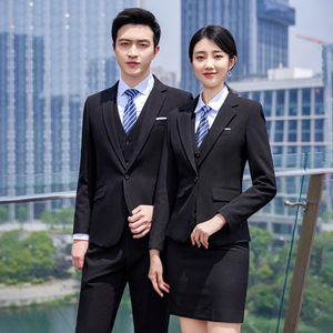 Men's Dark Green Business Suit Three Piece Viscose Anti-Wrinkle Workwear For Office Hotel Bank - Product Image 3