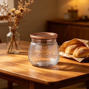 Organisateur de cuisine multifonctionnel en verre transparent à texture verticale tendance pour le stockage du sucre, de la farine, des fruits secs, des <span class=keywords><strong>feuilles</strong></span> de thé - Product Image 2