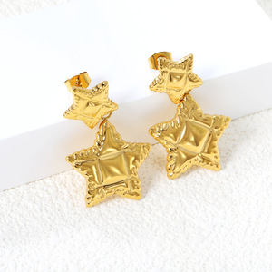 Pendientes colgantes de aleación de zinc con forma de estrella para mujer, joyería de moda para fiesta, diseño geométrico EA5A1601G - Product Image 1
