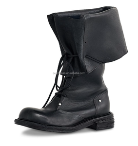Botas Largas de Piel de Becerro con Efecto Desgastado, de Alta Calidad, Color Negro Marino, con Hebilla de Cinturón, Estilo Holgado para Mujer - Product Image 6