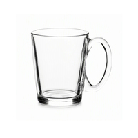 Mug Kopi Kaca Bening 286ml, Badan Polos, Gagang Bulat, 9.7oz 275g 82mm, Perlengkapan Kopi Kafe, Alas Kokoh, Pasokan Grosir