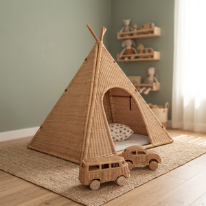 Tente de jeu tipi en rotin Nhat Minh pour enfants, design naturel et écologique pour bébés et enfants - Product Image 3