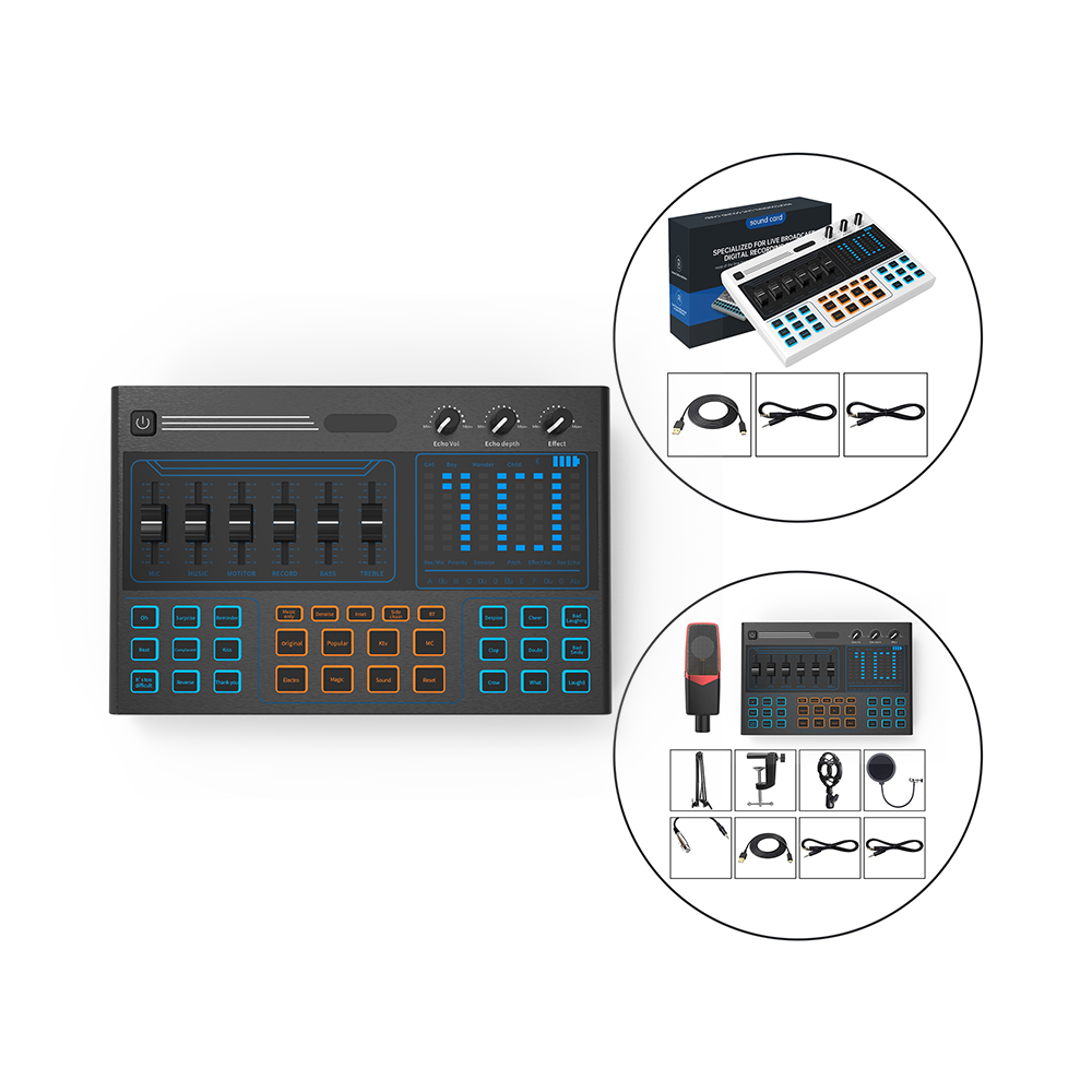 Мини портативное программное обеспечение для студийной записи мобильного телефона ОС android v10 звуковая карта с микрофоном