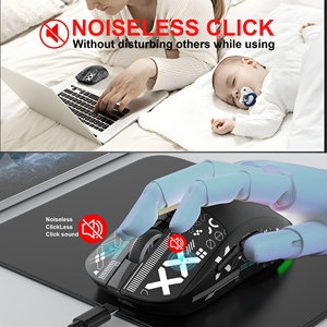 Ratón óptico inalámbrico HXSJ T90 estilo 3D 3 modos 125Hz PAW3212 RGB retroiluminado 6 botones interruptor de silencio 750mAh recargable para la derecha - Product Image 4