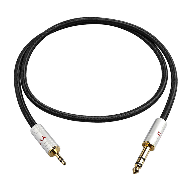 Premium Nylon Braided Stereo Audio Cord 3.5mm Male to 6.35mm Male for Studio and Stage Audio Gear