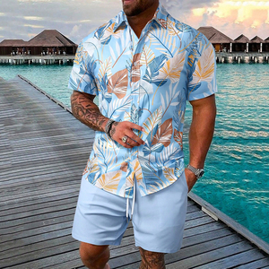Conjunto <span class=keywords><strong>de</strong></span> dos piezas <span class=keywords><strong>de</strong></span> tendencia hawaiana personalizable, camisa holgada <span class=keywords><strong>de</strong></span> manga corta y pantalones cortos para <span class=keywords><strong>parejas</strong></span> <span class=keywords><strong>de</strong></span> playa, aspecto informal <span class=keywords><strong>de</strong></span> verano - Product Image 2